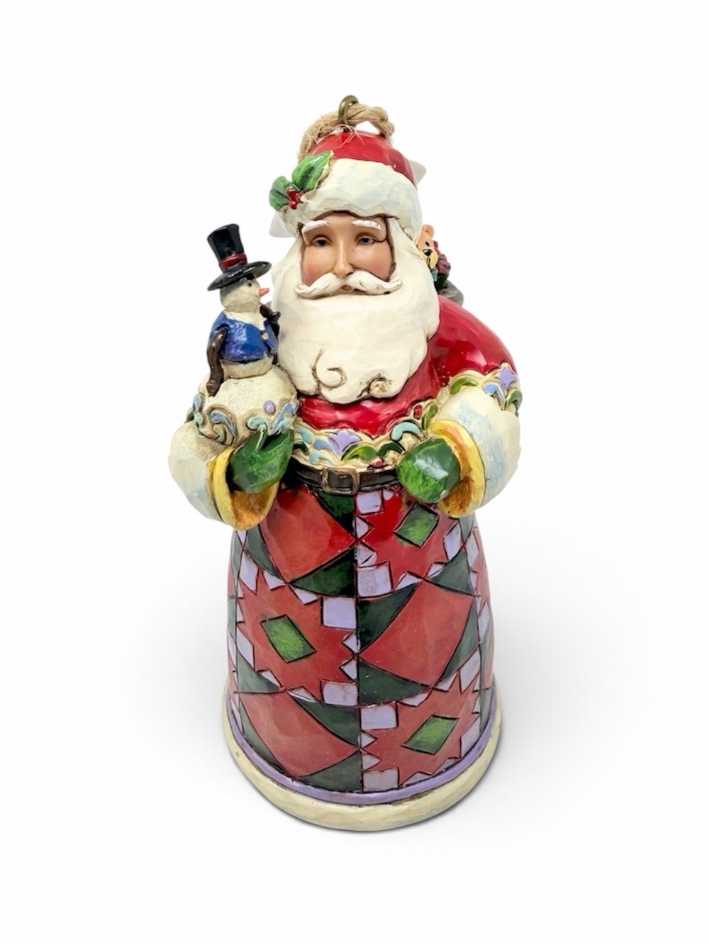 NWT Jim Shore Santa Ornament Toy Bag and Snowman Patchwork Folk Art